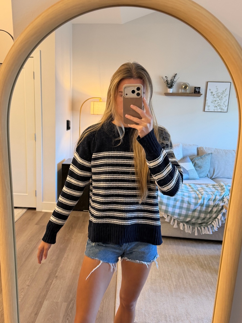 Striped Navy and White Women’s Sweater